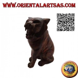 Skulptur einer sitzenden Tigerhand, geschnitzt aus einem einzigen Block aus 20 cm Suarholz