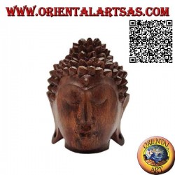 Escultura de 25 cm del beso entre dos amantes orientales en madera de suar