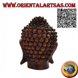 Escultura de 25 cm del beso entre dos amantes orientales en madera de suar