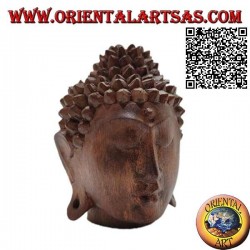 Escultura de 25 cm del beso entre dos amantes orientales en madera de suar