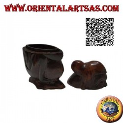 Box in the shape of a crouching aboriginal hand carved from a single block of Suar wood (Lombok)