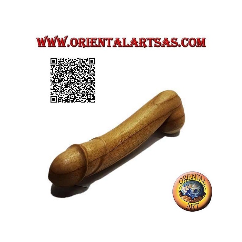 Sculpture of a phallus / penis, symbol of fertility in American pine wood 31 cm (phallic shape)