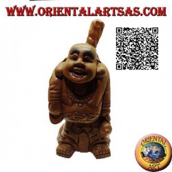 Sculpture of the Buddhist monk Budai or Hotei (Buddha of abundance and protector of the weak) in 32 cm teak wood