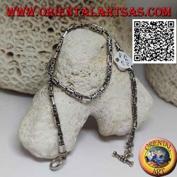 925 ‰ silver necklace with paired borobudur (Byzantine link), 42 cm x 3 mm