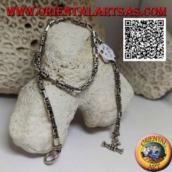 Collier en argent 925 ‰ avec borobudur apparié (lien byzantin), 42 cm x 3 mm