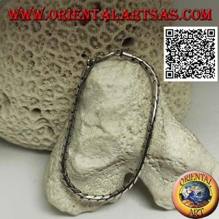 Pulsera de plata suave con bisagras redondas con gancho liso de 19,5 cm x 3 mm