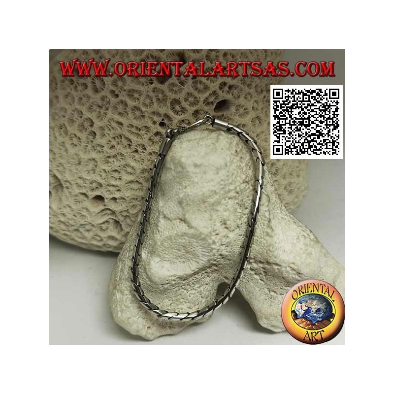 Soft silver round hinged bracelet with smooth 19.5cm x 3mm hook