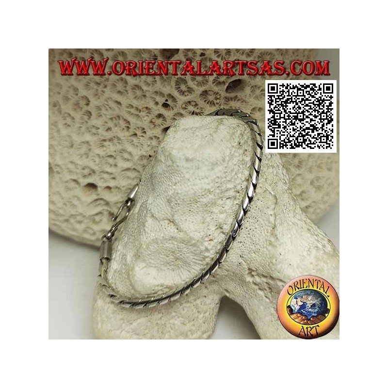 Pulsera de plata suave con bisagras redondas con gancho liso de 19,5 cm x 3 mm