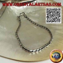 Bracelet articulé rond en argent doux avec crochet lisse 19,5 cm x 3 mm