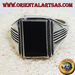 anillo de plata con ónix rectangulares