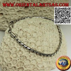 Weiches silbernes rundes Scharnierarmband mit glattem 19,5 cm x 3 mm Haken