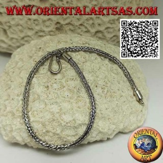 Bracciale in argento a maglia snake indonesiano con gancio liscio da 21,5 cm x 2,5 mm