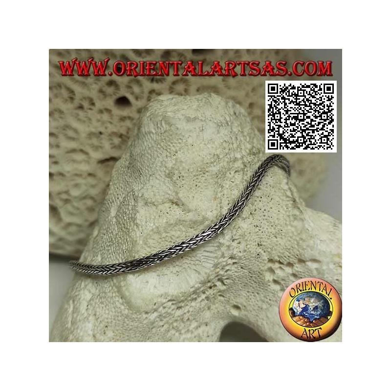 Pulsera de plata de eslabones de serpiente de Indonesia con gancho liso 21,5 cm x 2,5 mm
