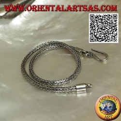 Silver Indonesian snake link bracelet with smooth hook 21.5cm x 2.5mm