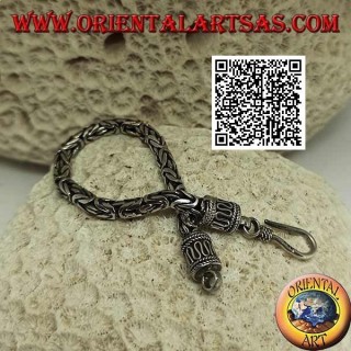 Bracelet à maillons "Borobudur" en argent (lien byzantin) avec crochet serpentin 15,5 cm x 4 mm