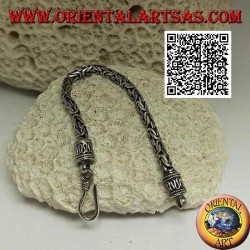 Pulsera de eslabones de plata "Borobudur" (eslabón bizantino) con gancho serpentino de 15,5 cm x 4 mm