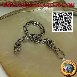 Silver "Borobudur" link bracelet (Byzantine link) with serpentine hook 15.5 cm x 4 mm