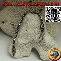 Bracelet à maillons "Borobudur" en argent (lien byzantin) avec crochet serpentin 15,5 cm x 4 mm
