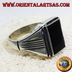 anillo de plata con ónix rectangulares