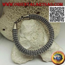Bracelet en argent tubulaire tissé épais avec crochet lisse de 21 cm x 10 mm