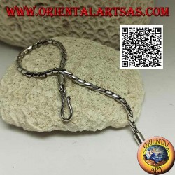 Soft silver round jointed bracelet with smooth 20 cm x 3 mm hook