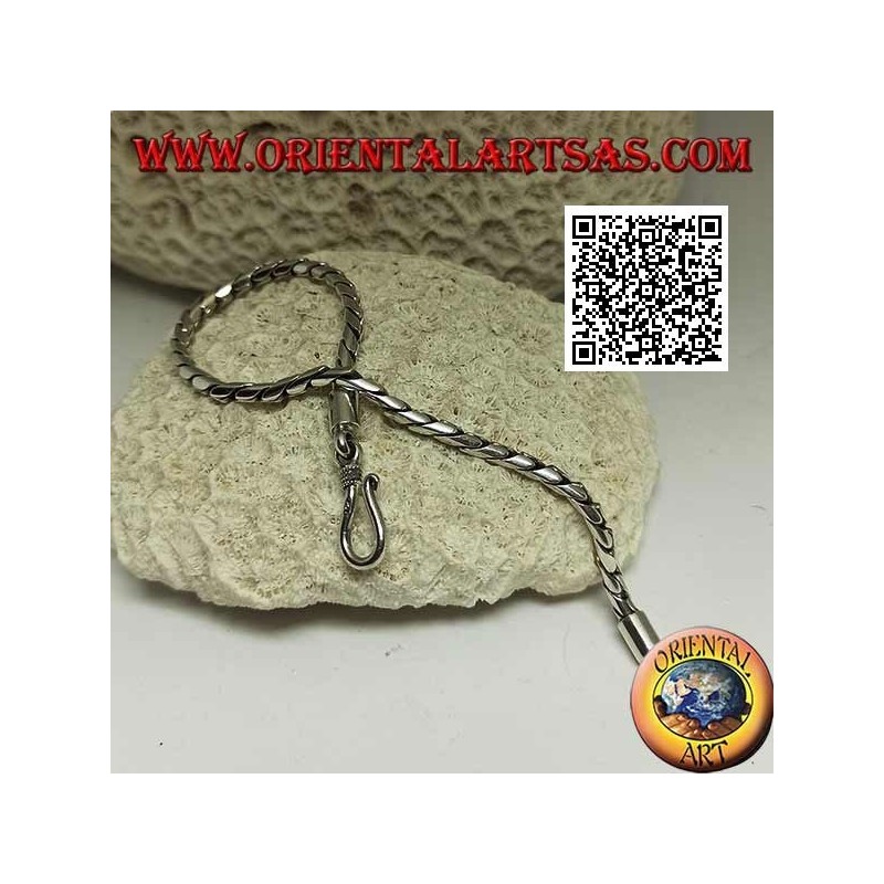 Weiches silbernes Armband mit rundem Gelenk und glattem 20 cm x 3 mm großen Haken