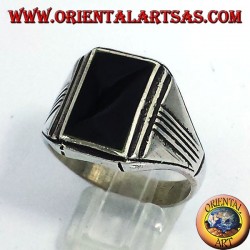 Silberring mit Onyx rechteckigen