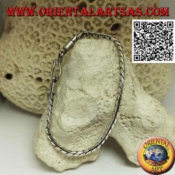 Soft silver round jointed bracelet with smooth hook 20.5cm x 3mm