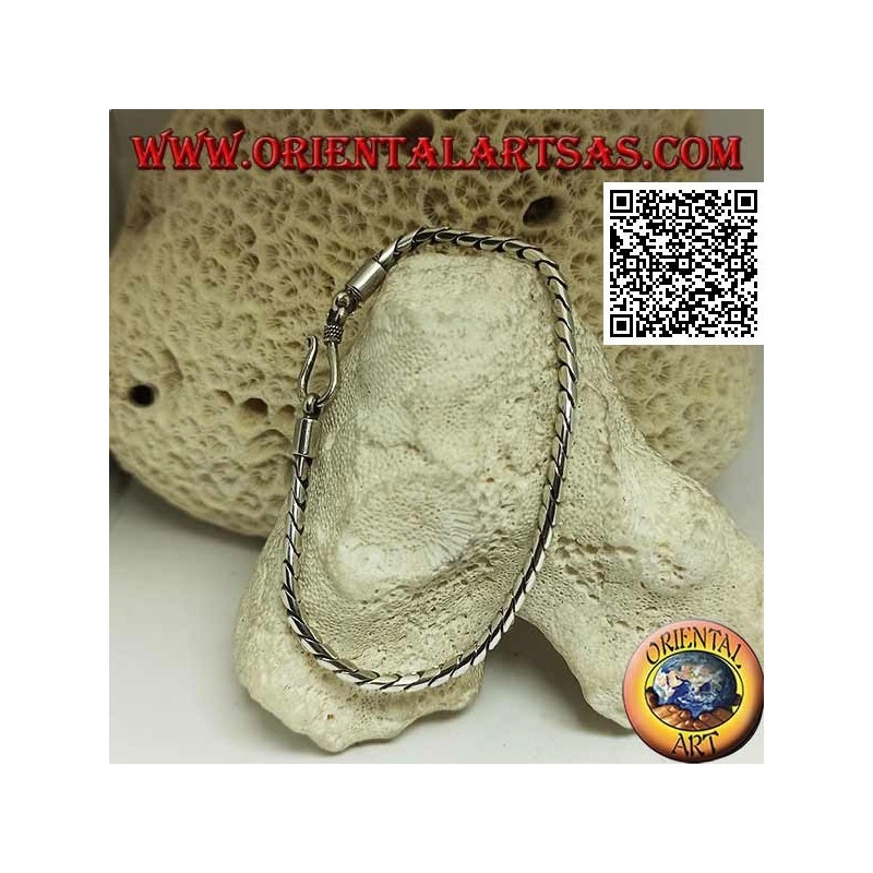 Pulsera articulada redonda de plata suave con gancho liso de 20,5 cm x 3 mm
