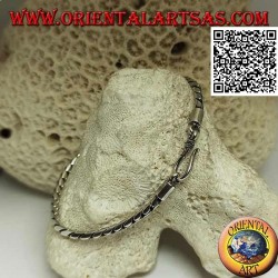 Bracciale morbido in argento tondo a snodo con gancio liscio da 20,5 cm x 3 mm