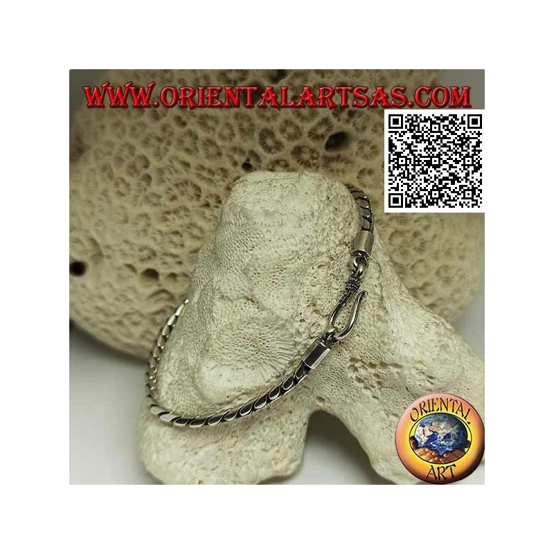 Weiches silbernes rundes Armband mit glattem Haken 20,5 cm x 3 mm