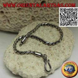 Soft silver round jointed bracelet with smooth hook 20.5cm x 3mm