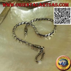 Bracciale morbido in argento tondo a snodo con gancio liscio da 20,5 cm x 3 mm