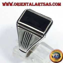 Silberring mit Onyx rechteckigen