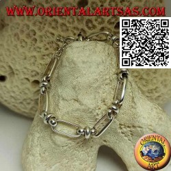 Bracelet chaîne en argent avec anneaux ovales reliés par 18 cm