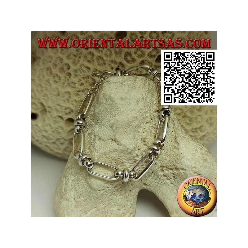 Bracelet chaîne en argent avec anneaux ovales reliés par 18 cm