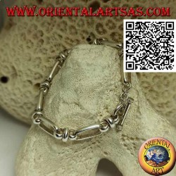 Bracelet chaîne en argent avec anneaux ovales reliés par 18 cm