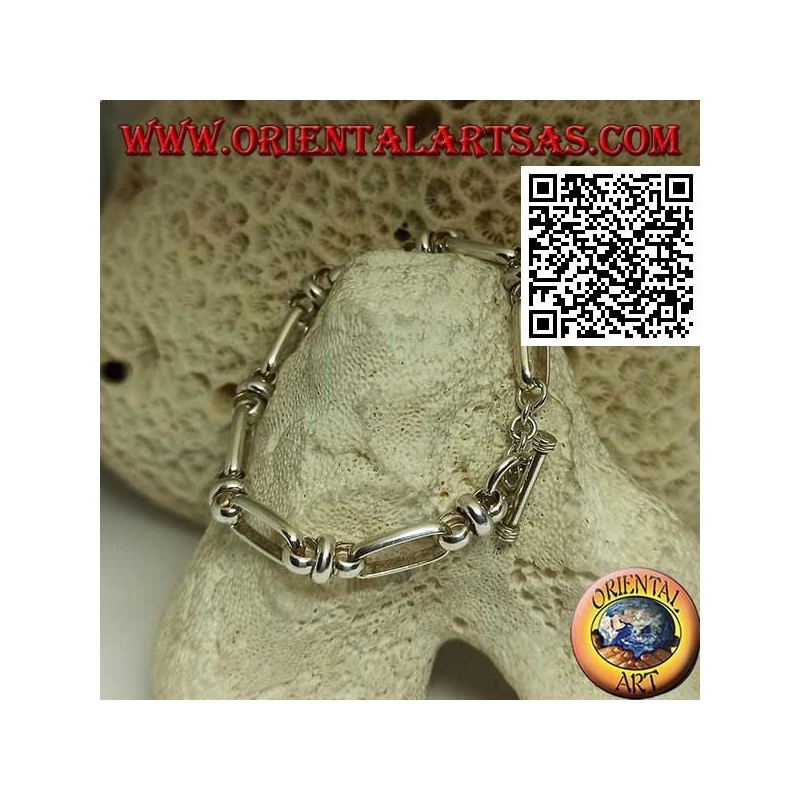 Bracelet chaîne en argent avec anneaux ovales reliés par 18 cm