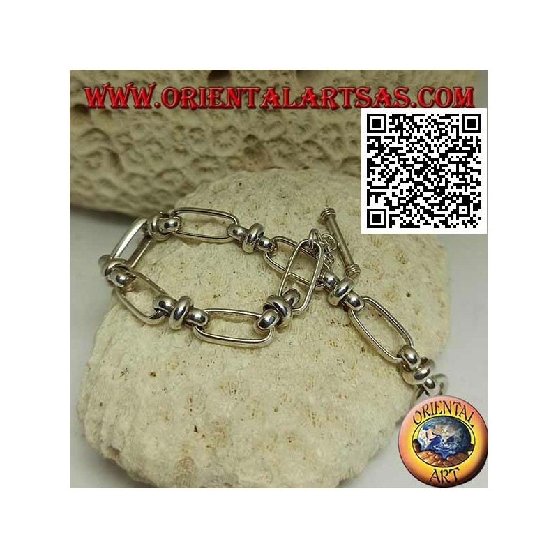 Bracciale Argento Catena Anelli Ovali 18cm | Oriental Art