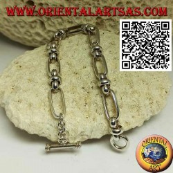 Silver chain bracelet with oval rings joined by 18 cm