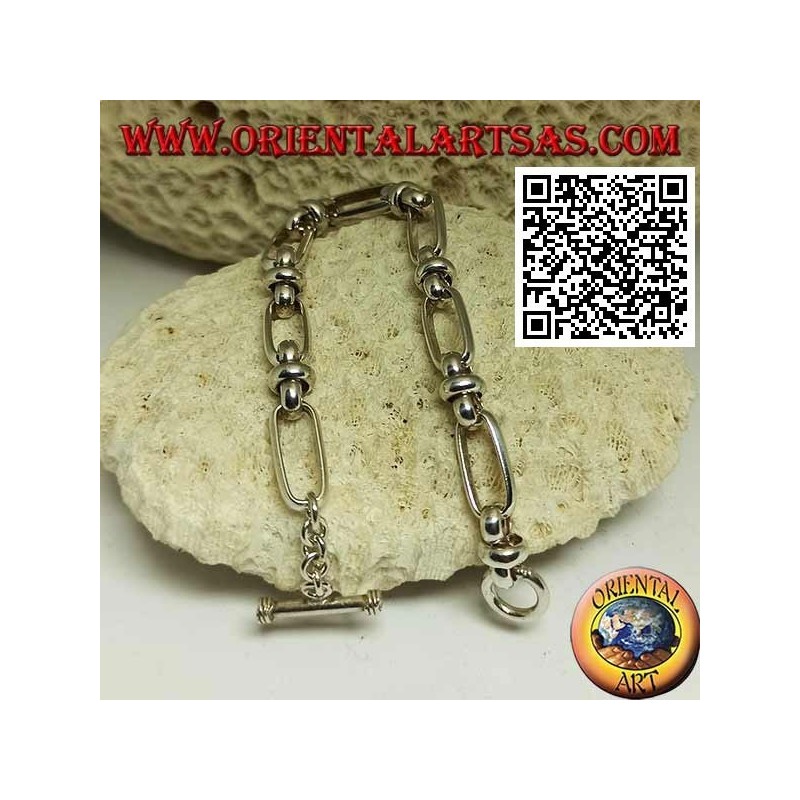 Bracelet chaîne en argent avec anneaux ovales reliés par 18 cm