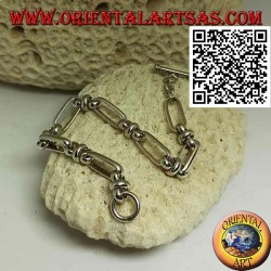 Bracelet chaîne en argent avec anneaux ovales reliés par 18 cm