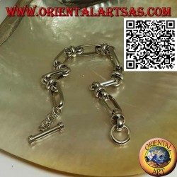 Bracelet chaîne en argent avec anneaux ovales reliés par 18 cm