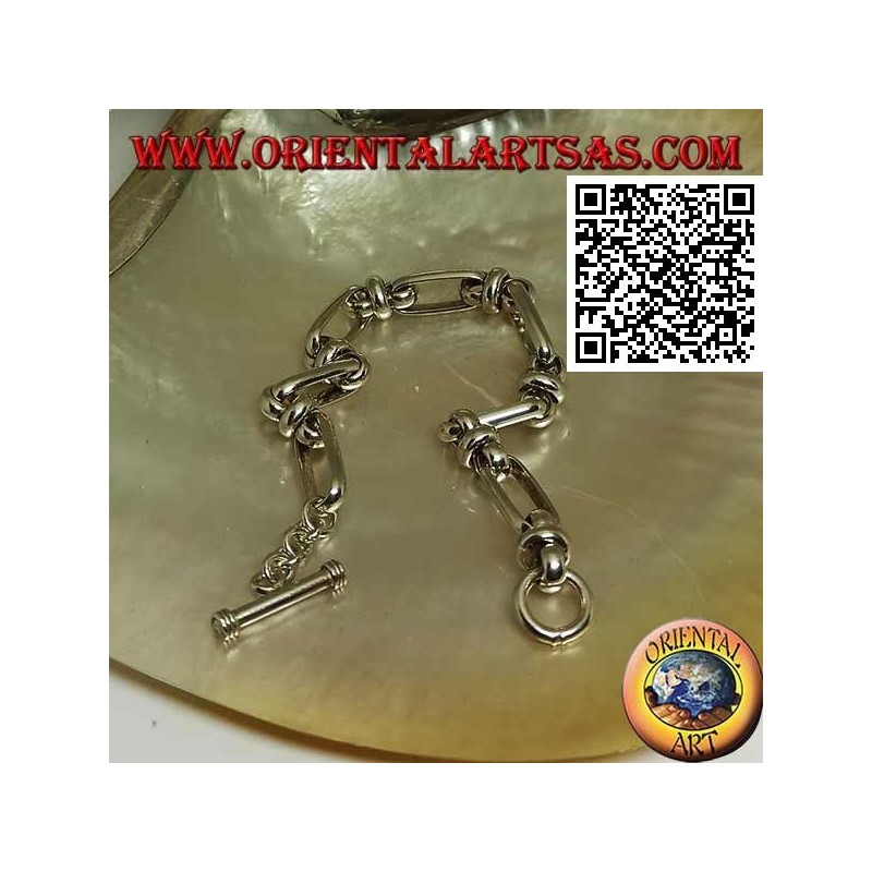 Silberkettenarmband mit ovalen Ringen, verbunden durch 18 cm