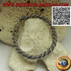 Twisted Armband aus indonesischer Silberschlange mit 21,5 cm x 6 mm Serpentinenhaken