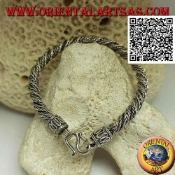 Twisted Armband aus indonesischer Silberschlange mit 21,5 cm x 6 mm Serpentinenhaken
