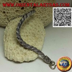 Twisted Armband aus indonesischer Silberschlange mit 21,5 cm x 6 mm Serpentinenhaken