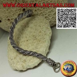 Twisted Armband aus indonesischer Silberschlange mit 21,5 cm x 6 mm Serpentinenhaken