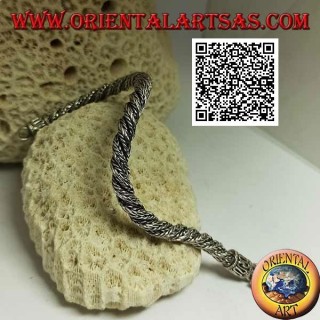 Twisted Armband aus indonesischer Silberschlange mit 21,5 cm x 6 mm Serpentinenhaken