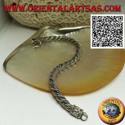 Pulsera trenzada de serpiente de plata de Indonesia con gancho serpentino de 21,5 cm x 6 mm